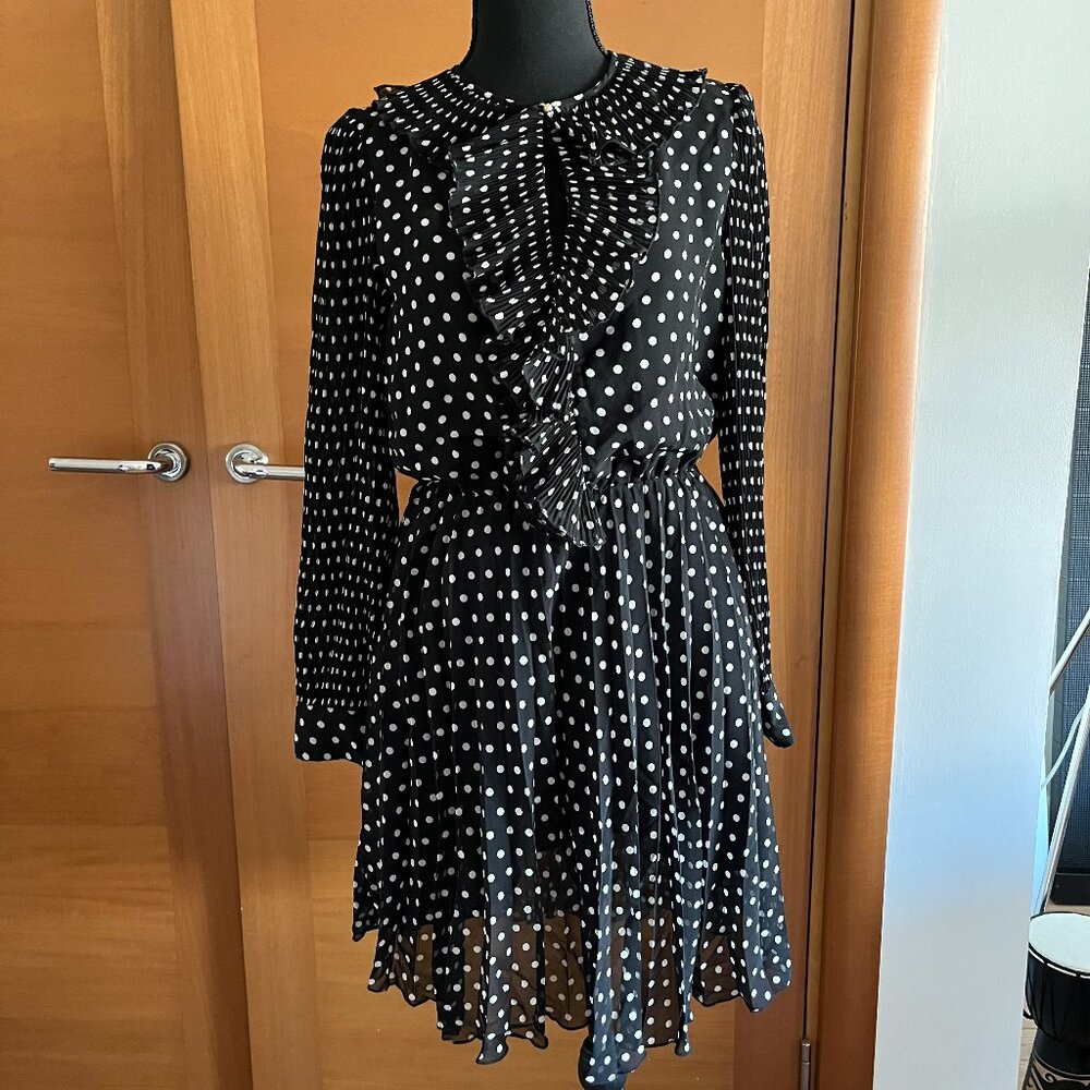 Zara Polka-Dot Pleated Chiffon Dress NWT, Size S